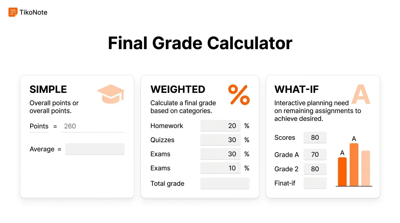 Final Grade Calculator – calculate the score you need on your final exam