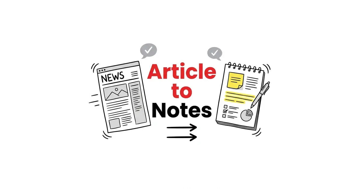 Convert web articles into notes, flashcards, and quizzes with TikoNote AI TikoNote converting an online article into structured AI study notes
